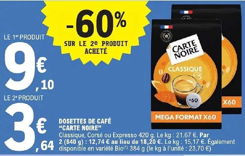 DOSETTES DE CAFÉ "CARTE NOIRE"