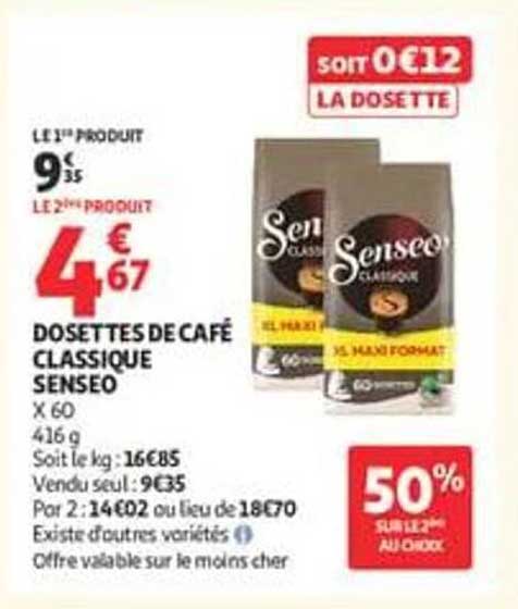 DOSETTES DE CAFÉ CLASSIQUE SENSEO X 60