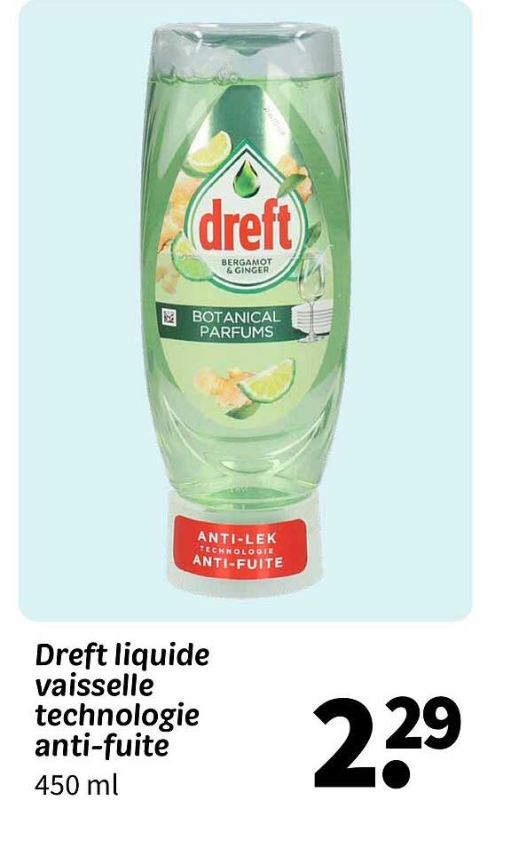 Dreft liquide vaisselle technologie anti-fuite