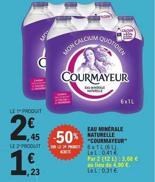 EAU MINERALE NATURELLE "COURMAYEUR" 6 x 1 L (6 L)
