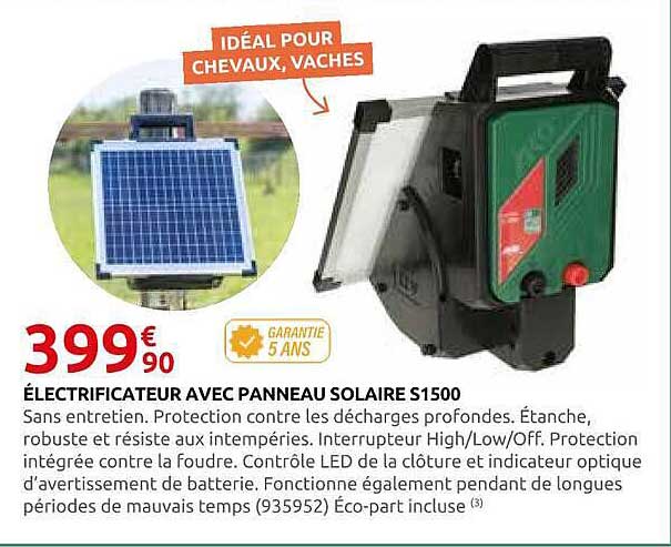 ÉLECTRIFICATEUR AVEC PANNEAU SOLAIRE S1500