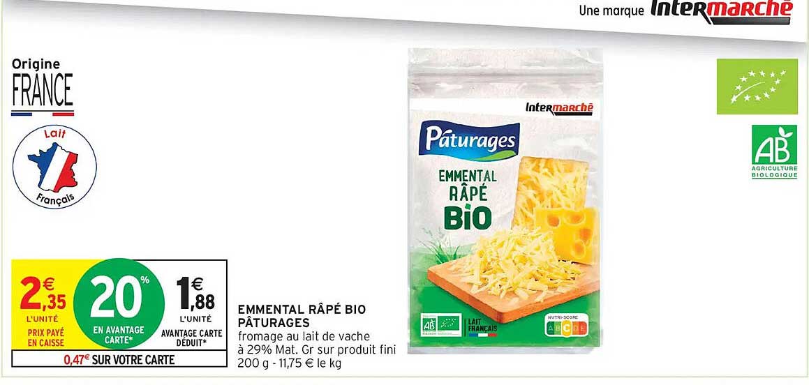 EMMENTAL RÂPÉ BIO PÂTURAGES