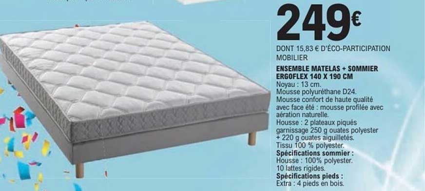 ENSEMBLE MATELAS + SOMMIER ERGOFLEX 140 X 190 CM