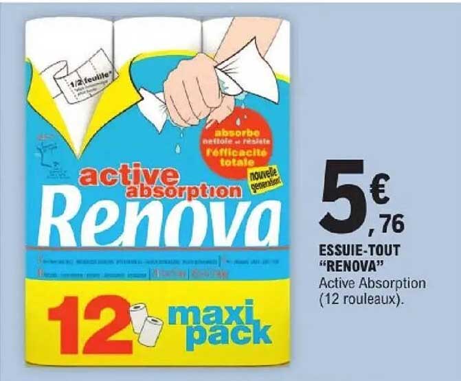 ESSUIE-TOUT “RENOVA” Active Absorption (12 rouleaux)