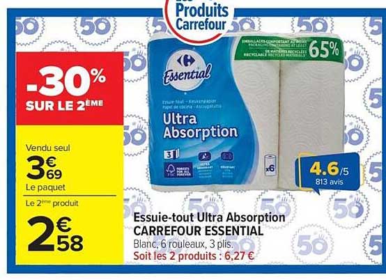 Essuie-tout Ultra Absorption CARREFOUR ESSENTIAL