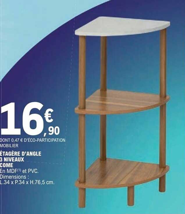 ÉTAGÈRE D’ANGLE 3 NIVEAUX CROME