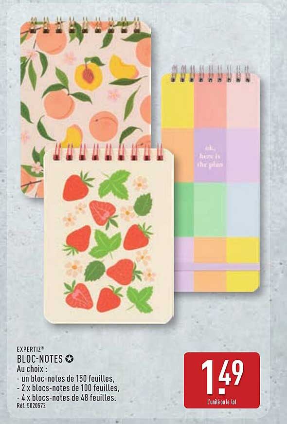 EXPERTIZ® BLOC-NOTES Au choix : - un bloc-notes de 150 feuilles, - 2 x blocs-notes de 100 feuilles, - 4 x blocs-notes de 48 feuilles.
