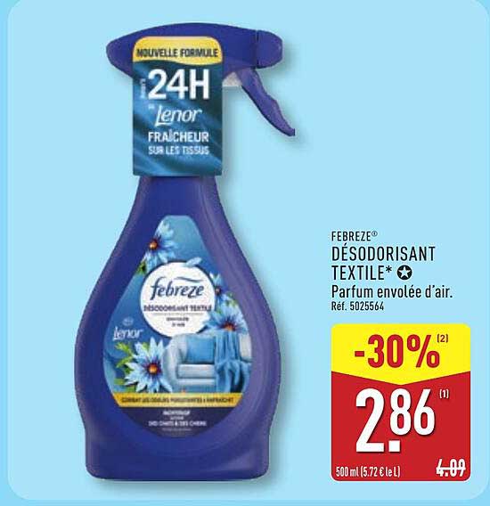 FEBREZE® DÉSODORISANT TEXTILE* Parfum envolée d’air.