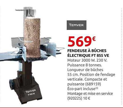 FENDEUSE À BÛCHES ÉLECTRIQUE FT 855 VE