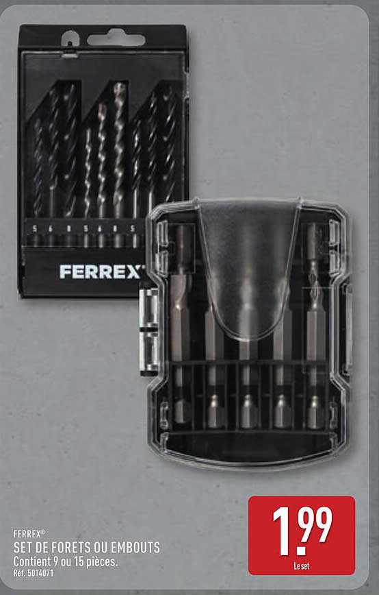 FERREX® SET DE FORETS OU EMBOUTS Contient 9 ou 15 pièces. Réf. 50140/1