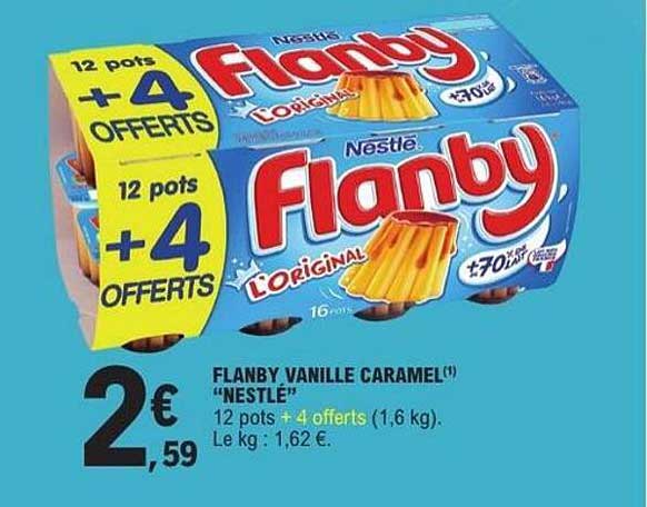 FLANBY VANILLE CARAMEL(1) "NESTLE" 12 pots + 4 offerts (1,6 kg)