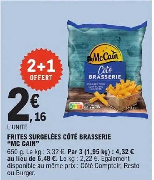 FRITES SURGELÉES CÔTÉ BRASSERIE "MC CAIN"