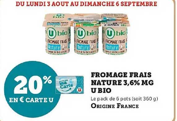 FROMAGE FRAIS NATURE 3,6% MG U BIO