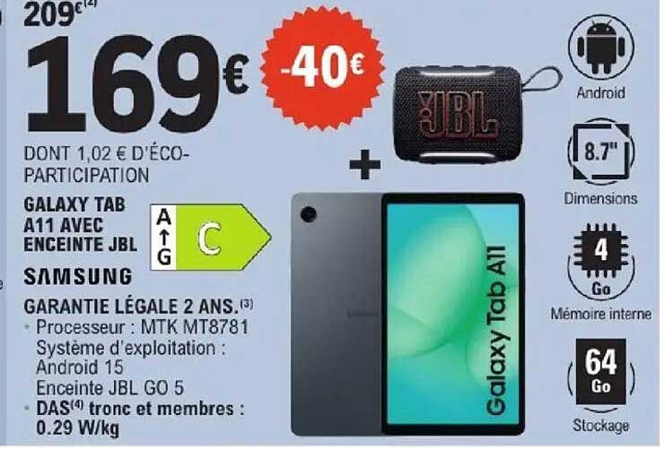 GALAXY TAB A11 AVEC ENCEINTE JBL