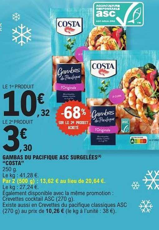 GAMBAS DU PACIFIQUE ASC SURGELÉES «COSTA»