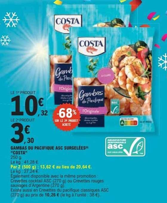 GAMBAS DU PACIFIQUE ASC SURGELÉES COSTA