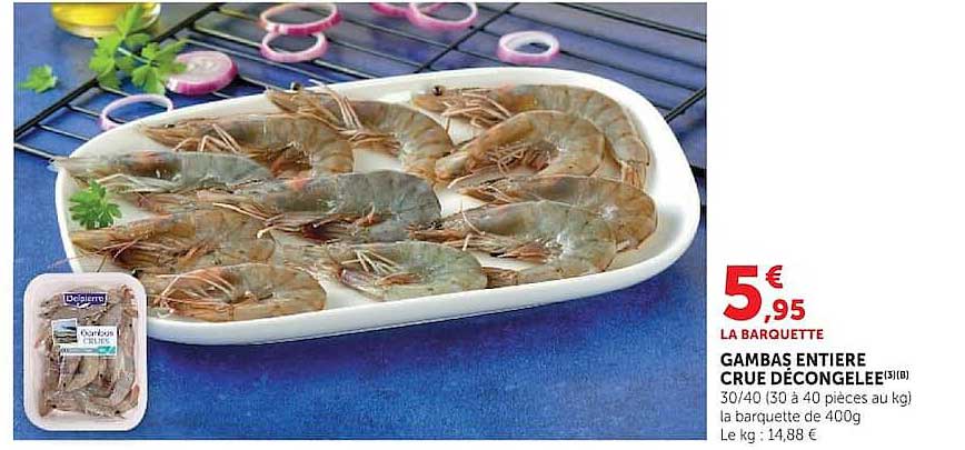 GAMBAS ENTIÈRE CRUE DÉCONGELÉE