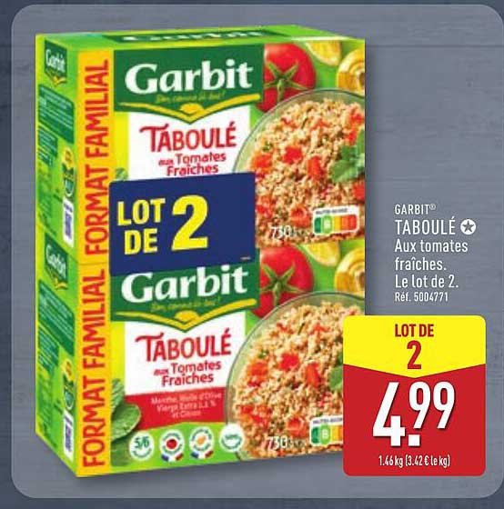 GARBIT TABOULÉ Aux tomates fraîches. Le lot de 2.