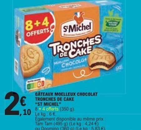 GÂTEAUX MOELLEUX CHOCOLAT TRONCHES DE CAKE "ST MICHEL" 8 + 4 ऑफerts (350 g)