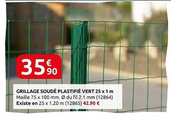 GRILLAGE SOUDÉ PLASTIFIÉ VERT 25 x 1 m