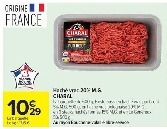 Haché vrac 20% M.G. CHARAL