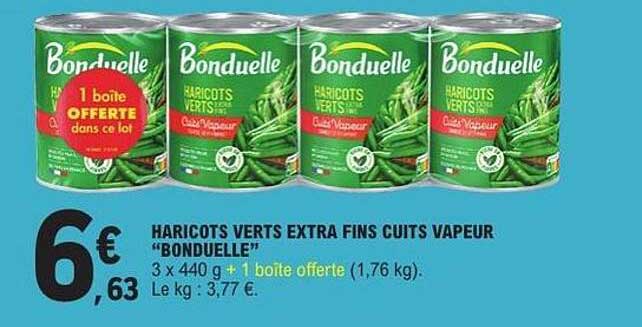 HARICOTS VERTS EXTRA FINS CUITS VAPEUR “BONDUELLE”