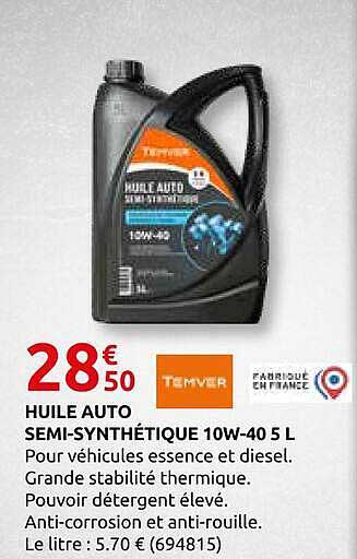 HUILE AUTO SEMI-SYNTHÉTIQUE 10W-40 5 L