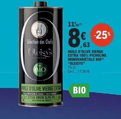 HUILE D'OLIVE VIERGE EXTRA 100% PICHOLINE MONOVARIETALE BIO "OLEISYS"