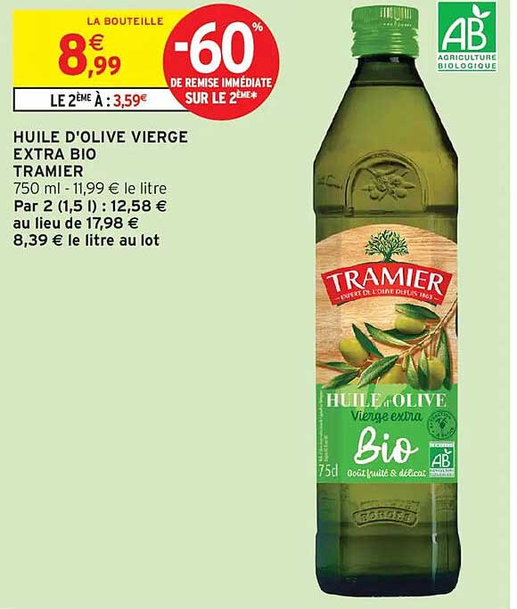 HUILE D'OLIVE VIERGE EXTRA BIO TRAMIER