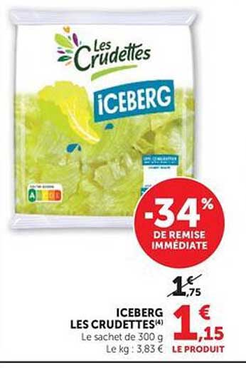 ICEBERG LES CRUDÈTTES(4) Le sachet de 300 g Le kg : 3,83 €
