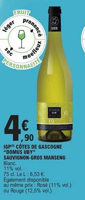 IGP Côtes de Gascogne "DOMUS UBY" SAUVIGNON-GROS MANSENG
