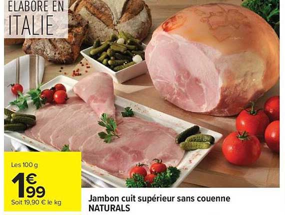 Jambon cuit supérieur sans couenne NATURALS