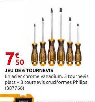 JEU DE 6 TOURNEVIS