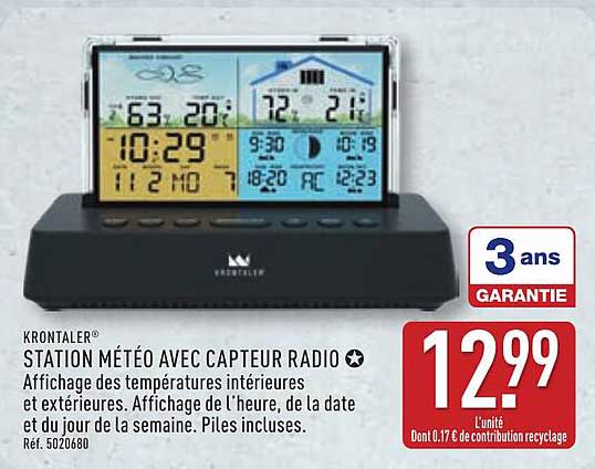 KRONTALER® STATION MÉTÉO AVEC CAPTEUR RADIO