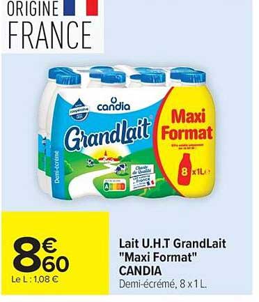 Lait U.H.T GrandLait "Maxi Format" CANDIA