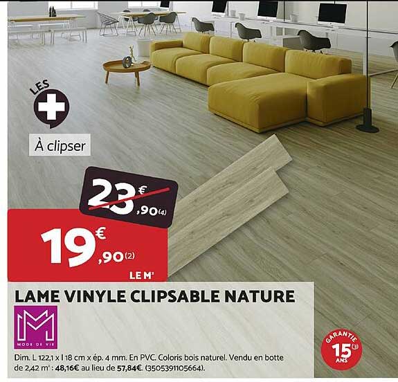 LAME VINYLE CLIPSABLE NATURE