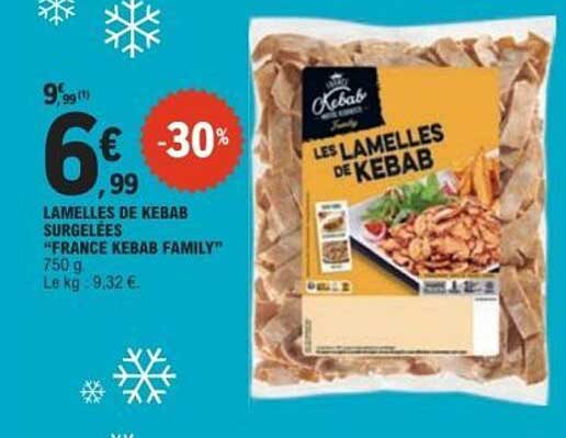 LAMELLES DE KEBAB SURGELÉES "FRANCE KEBAB FAMILY" 750 g