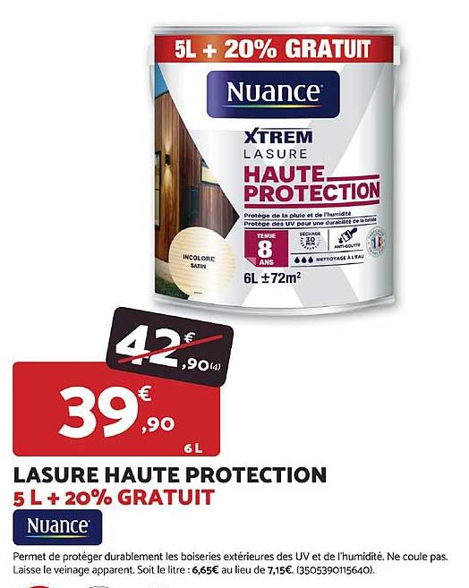 LASURE HAUTE PROTECTION 5 L + 20% GRATUIT