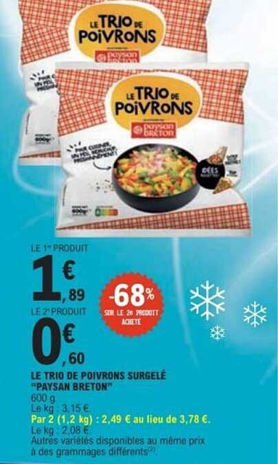 LE TRIO DE POIVRONS SURGELÉ “PAYSAN BRETON”