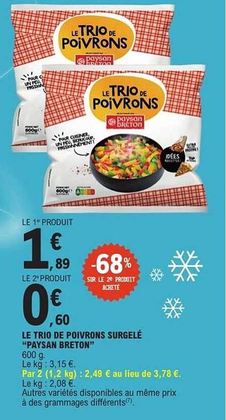 LE TRIO DE POIVRONS SURGELÉ "PAYSAN BRETON"