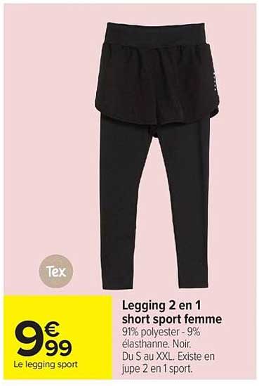Legging 2 en 1 short sport femme