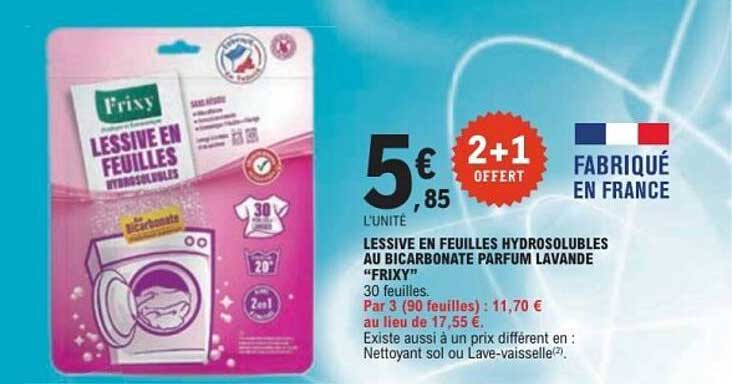 LESSIVE EN FEUILLES HYDROSOLUBLES AU BICARBONATE PARFUM LAVANDE "FRIXY"