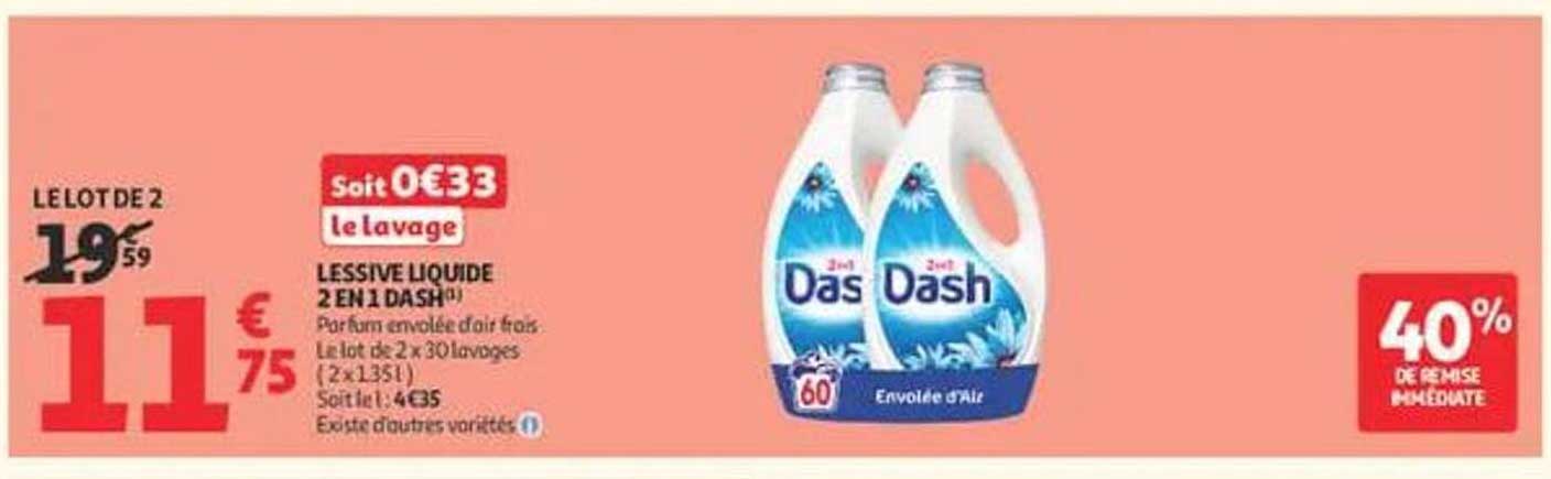 LESSIVE LIQUIDE 2 EN 1 DASH parfum envolée d’air frais