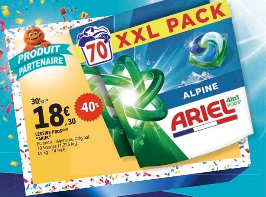LESSIVE PODS ARIEL 4 en 1 PODS XXL PACK 70