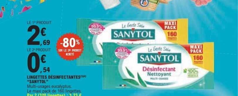 LINGETTES DÉSINFECTANTES «SANYTOL»