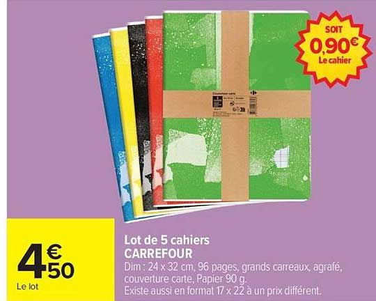 Lot de 5 cahiers CARREFOUR