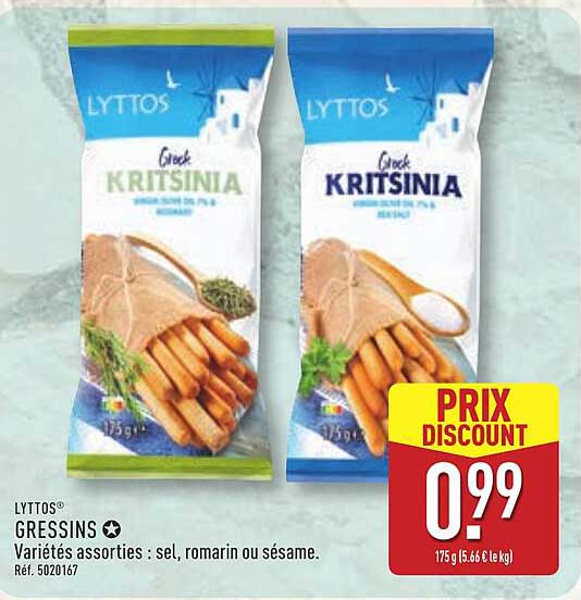 LYTTOS® GRESSINS Variétés assorties : sel, romarin ou sésame.