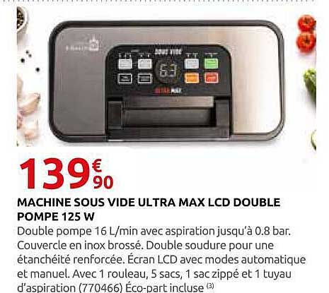 MACHINE SOUS VIDE ULTRA MAX LCD DOUBLE POMPE 125 W