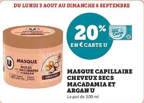 MASQUE CAPILLAIRE CHEVEUX SECS MACADAMIA ET ARGAN U