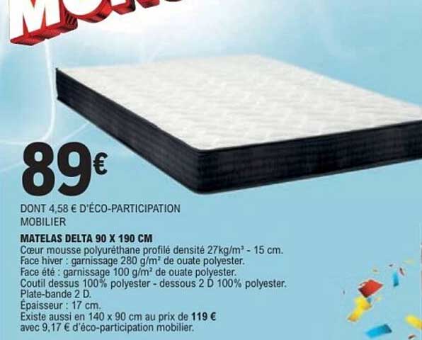 MATELAS DELTA 90 X 190 CM